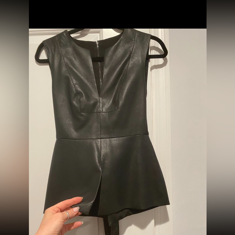 BCBG Joslynn leather top.